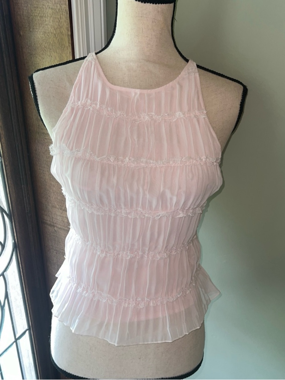 Light Pink Pleated Halter-Style Camisole